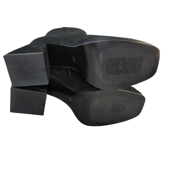 Steve Madden Treasure Suede Leather Square Toe Ankle Boot Square Chunky 6.5 Heel - Picture 7 of 9